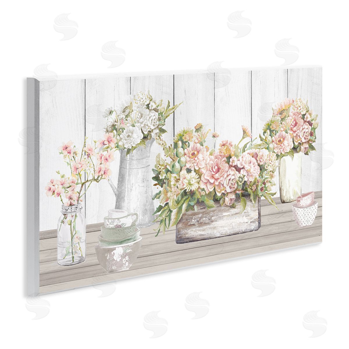 Farm Table Bouquet Still Life Wood Plaque Wall Art, Home Decor by Patricia Pinto