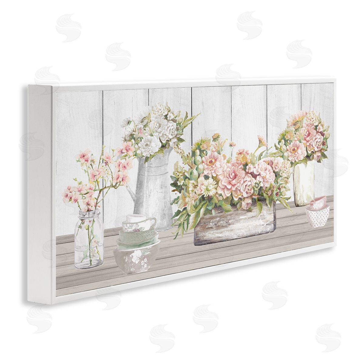 Farm Table Bouquet Still Life White Frame Print Wall Art, Home Decor by Patricia Pinto