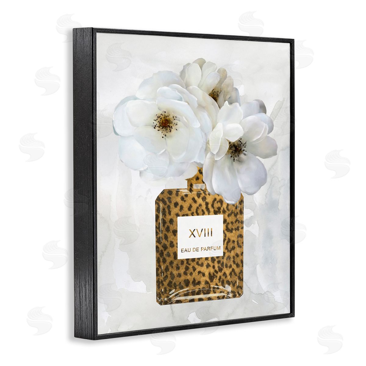Leopard Pattern Perfume Bottle Black Frame Print Wall Art, Home Decor by Carol Robinson