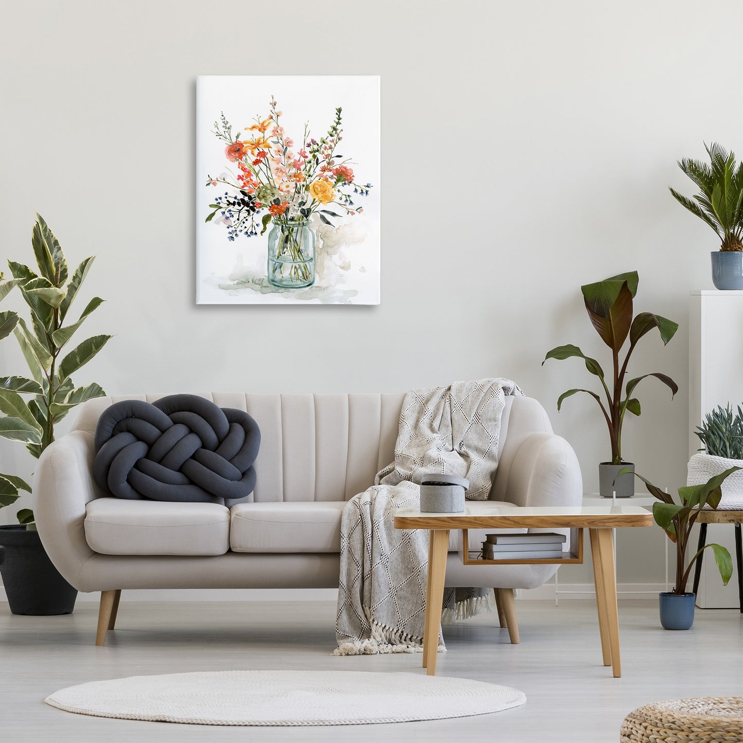 Warm Summer Floral Bouquet Canvas Wall Art in Room, Home Decor by Carol Robinson