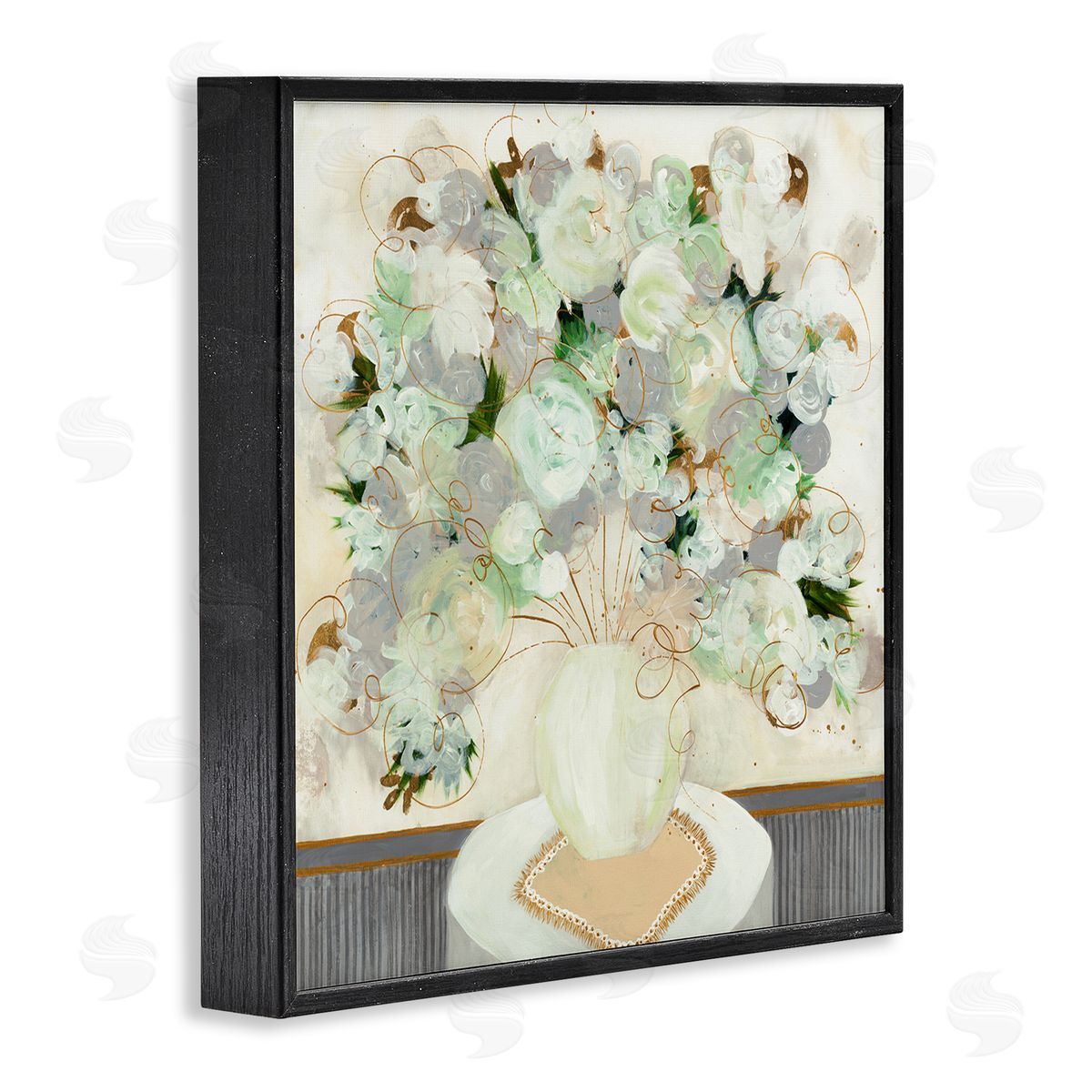 Ruth Fromstein Whimsical Abstract Floral Arrangement Playful Flower Still Life Black Framed Glicee Wall Art Print