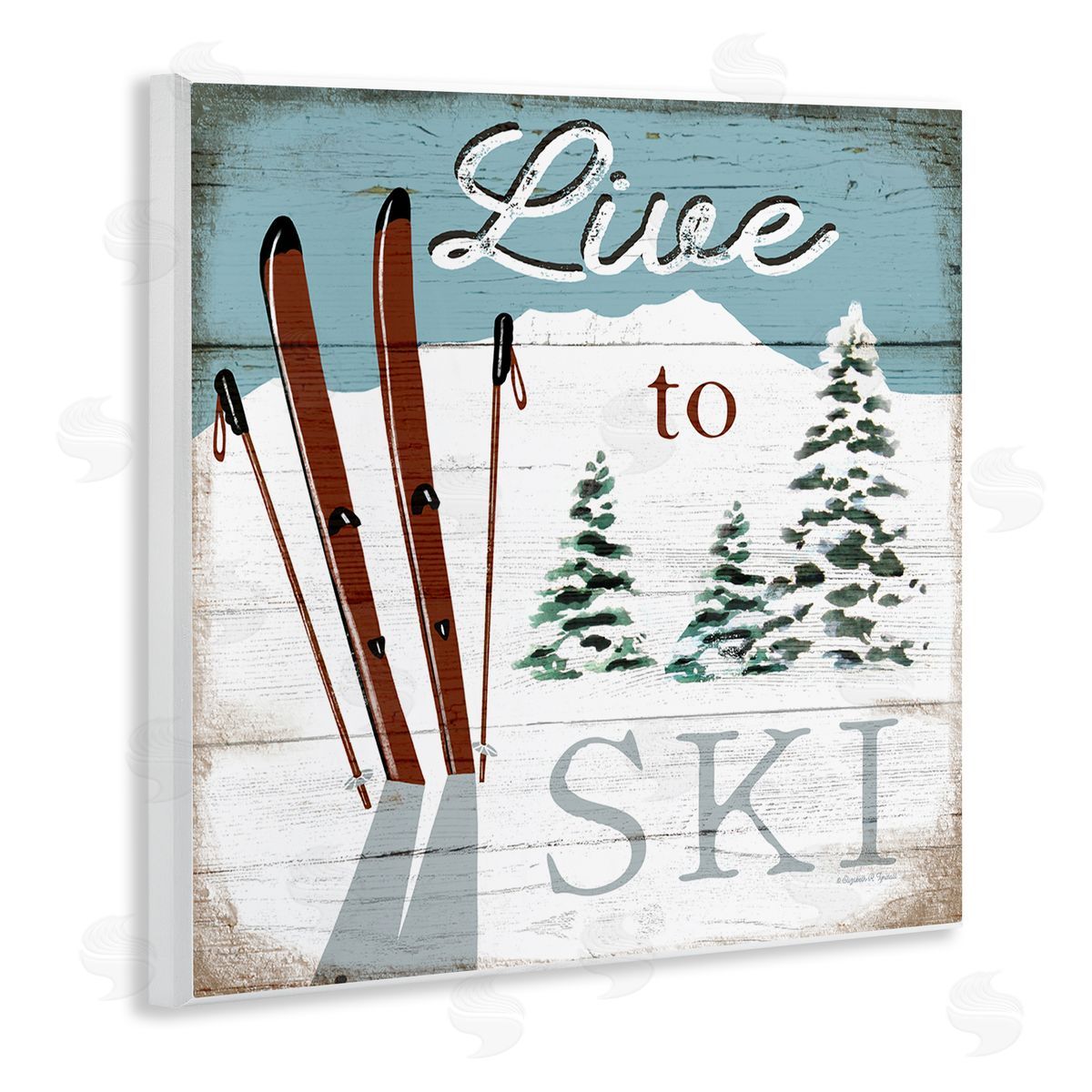 Live To Ski Rustic Snow Sports Wood Plaque Wall Art, Home Decor by Elizabeth Tyndall