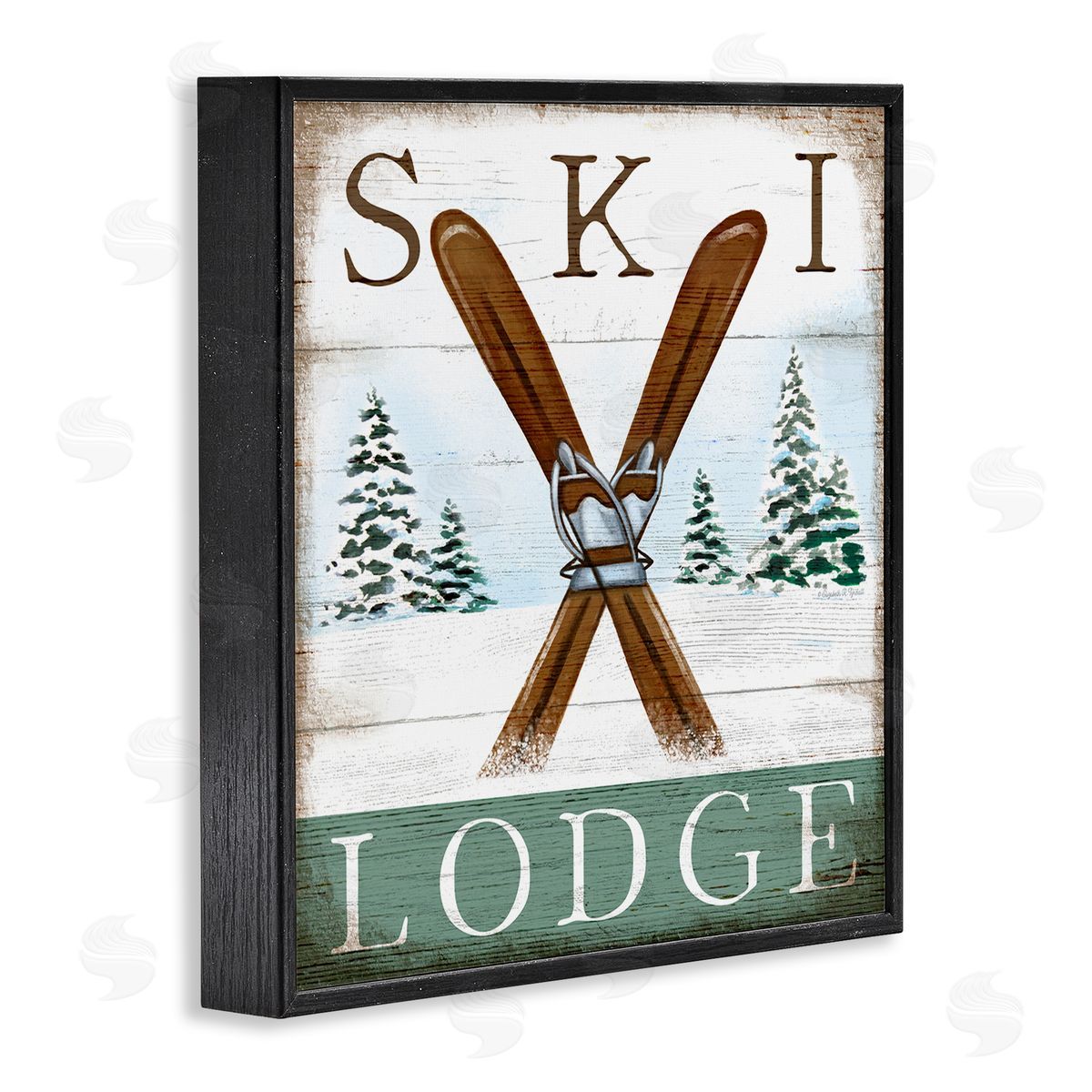 Ski Lodge Rustic Cabin Sign Black Frame Print Wall Art, Home Decor by Elizabeth Tyndall