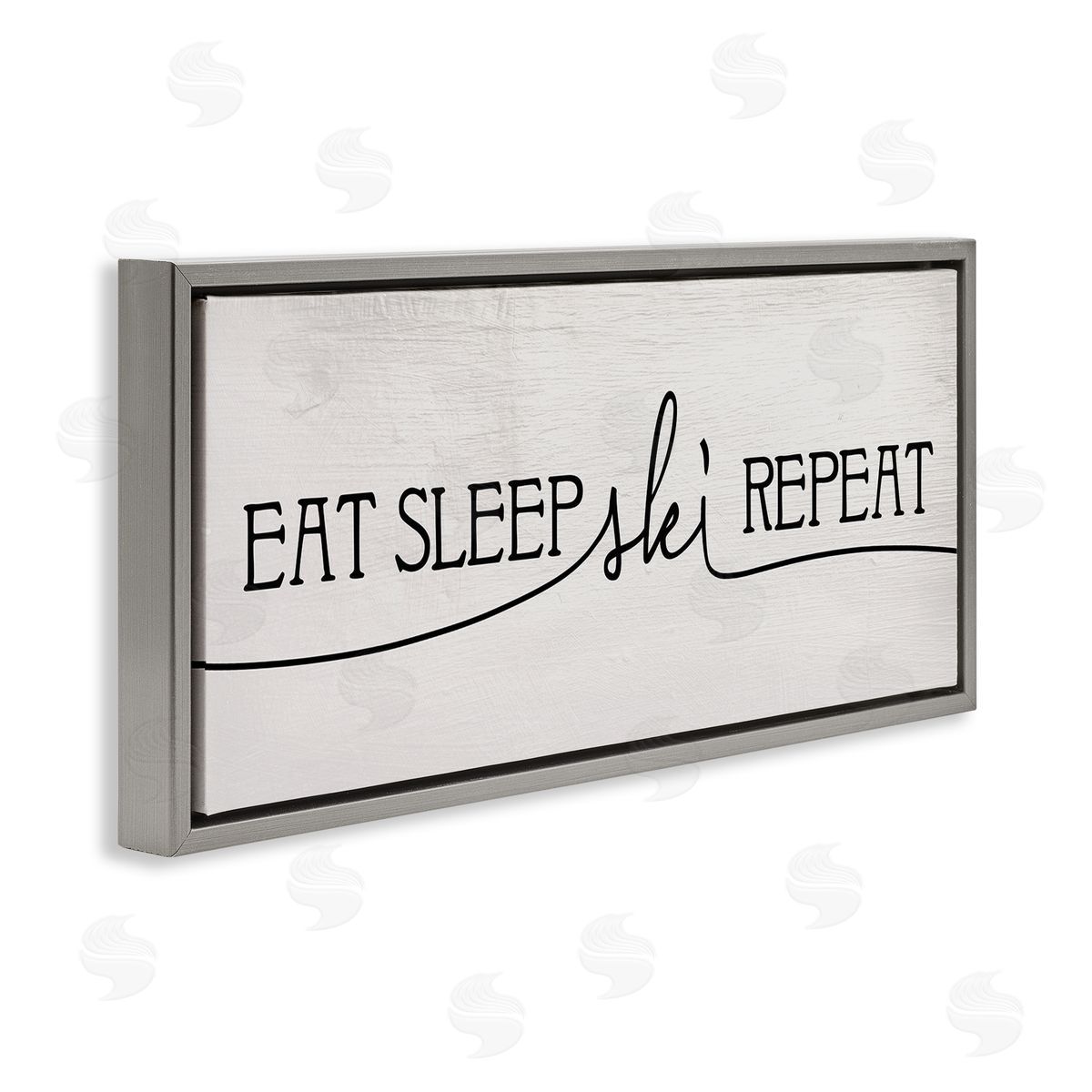 Eat Sleep Ski Repeat Phrase Grey Floating Frame Canvas Wall Art, Home Decor by Stupell Studio