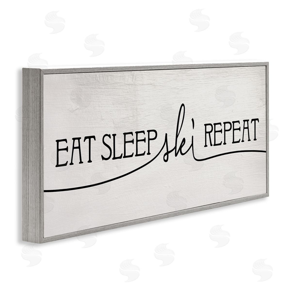 Eat Sleep Ski Repeat Phrase Grey Frame Print Wall Art, Home Decor by Stupell Studio