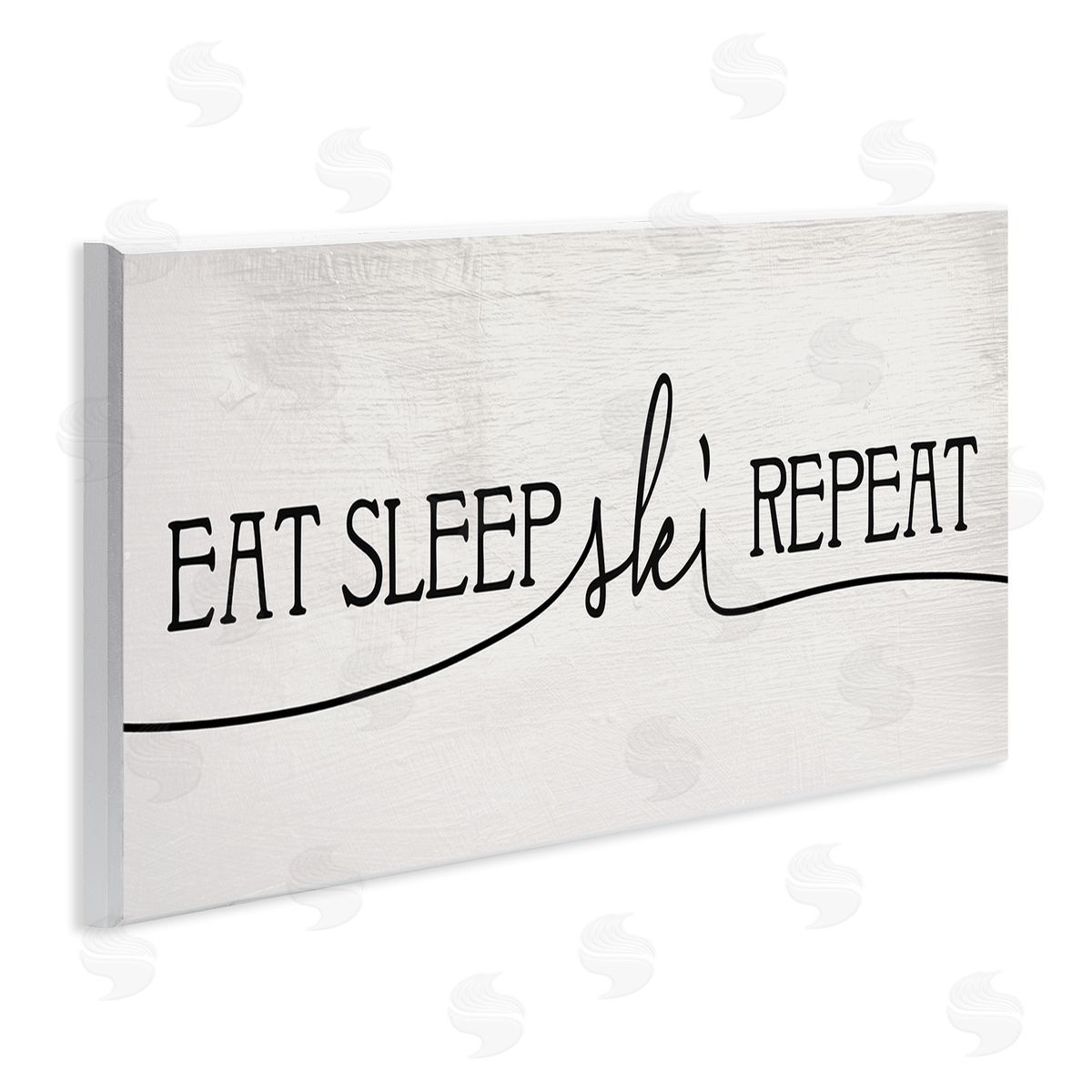 Eat Sleep Ski Repeat Phrase Wood Plaque Wall Art, Home Decor by Stupell Studio