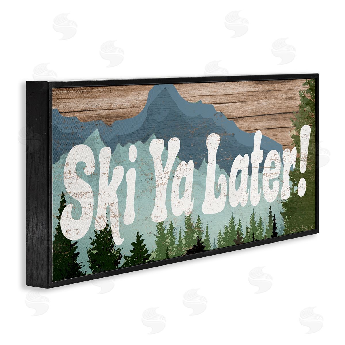 Ski Ya Later Sports Pun Rustic Mountain Forest Black Frame Print Wall Art, Home Decor by Stupell Studio