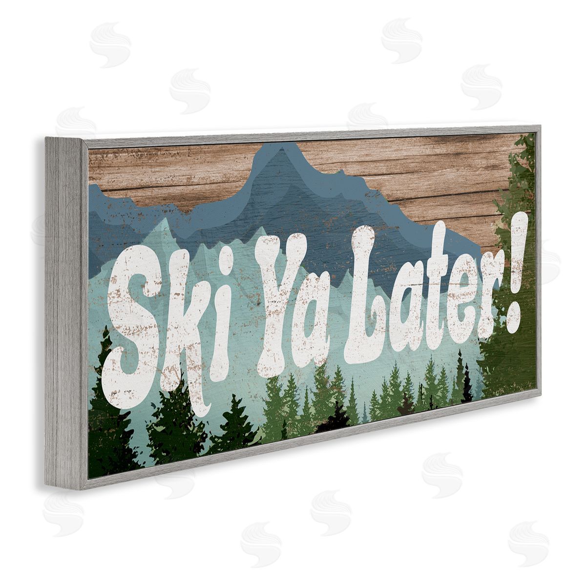 Ski Ya Later Sports Pun Rustic Mountain Forest Grey Frame Print Wall Art, Home Decor by Stupell Studio