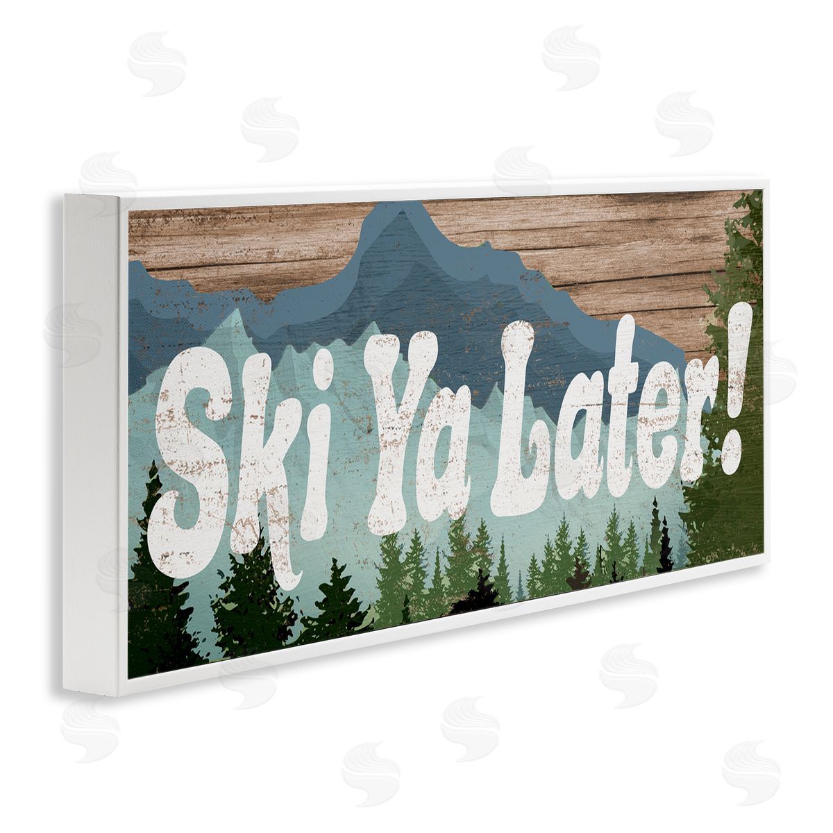 Ski Ya Later Sports Pun Rustic Mountain Forest White Frame Print Wall Art, Home Decor by Stupell Studio