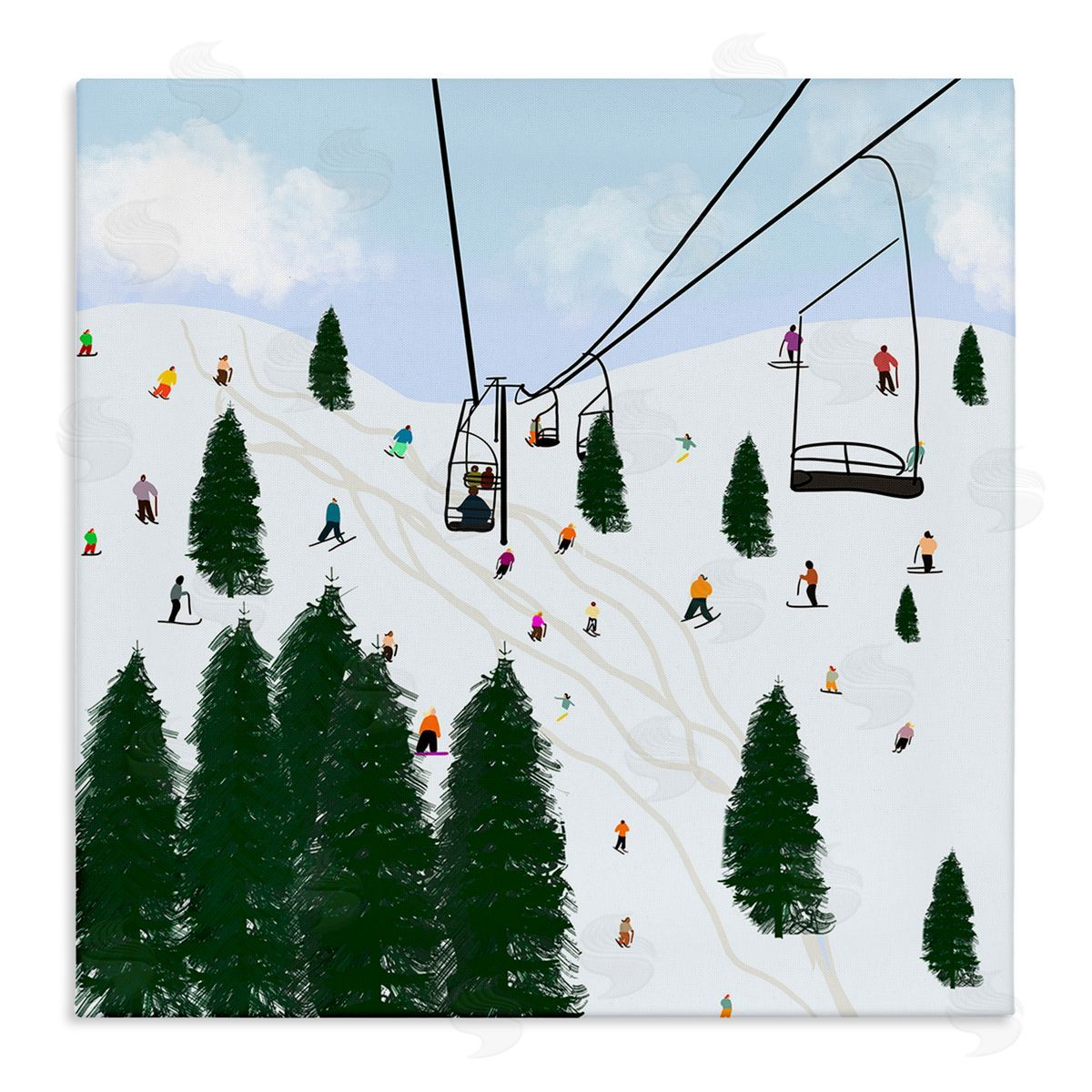 Ski Lift Mountain Landscape Canvas Wall Art, Home Decor by Ashley Singleton