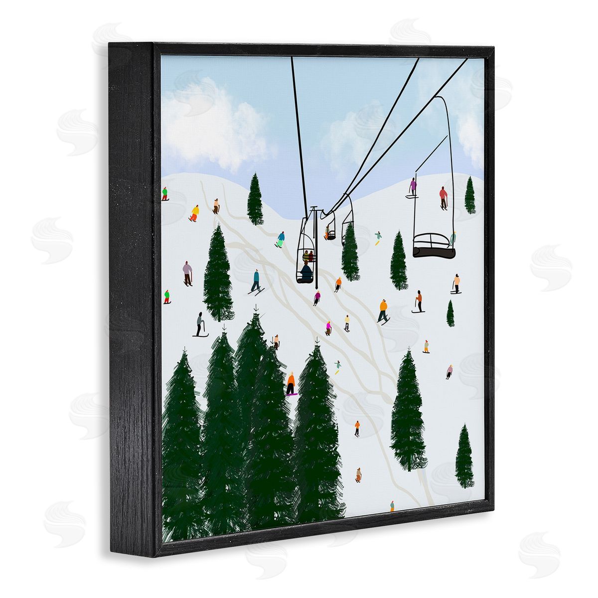 Ski Lift Mountain Landscape Black Frame Print Wall Art, Home Decor by Ashley Singleton