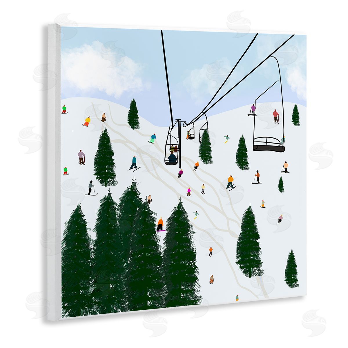 Ski Lift Mountain Landscape Wood Plaque Wall Art, Home Decor by Ashley Singleton