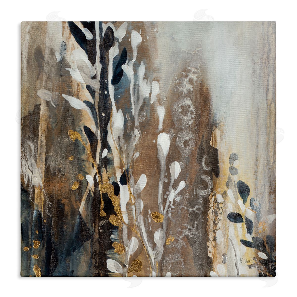 Abstract Cascading Plants Canvas Wall Art, Home Decor by K. Nari