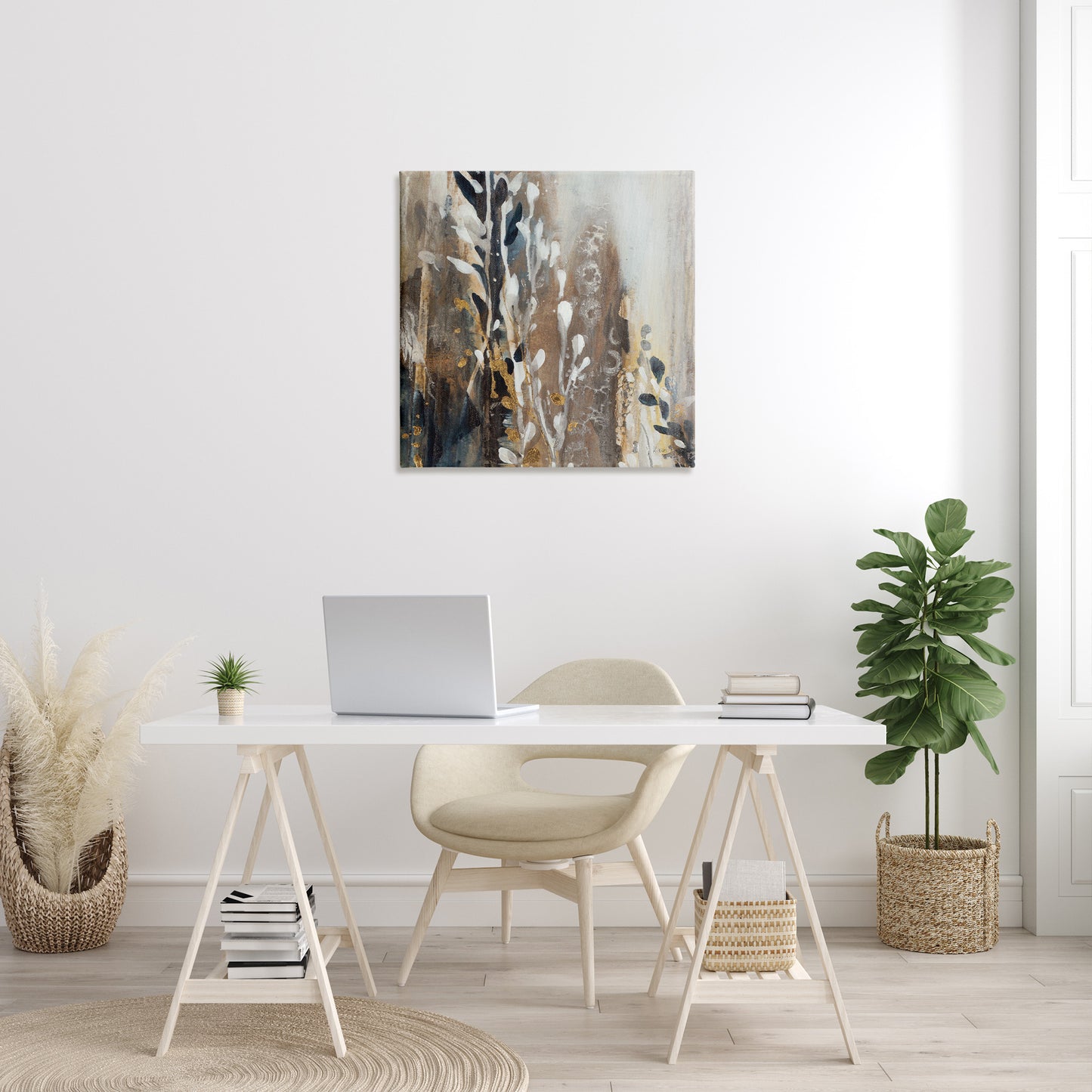 Abstract Cascading Plants Canvas Wall Art in Room, Home Decor by K. Nari