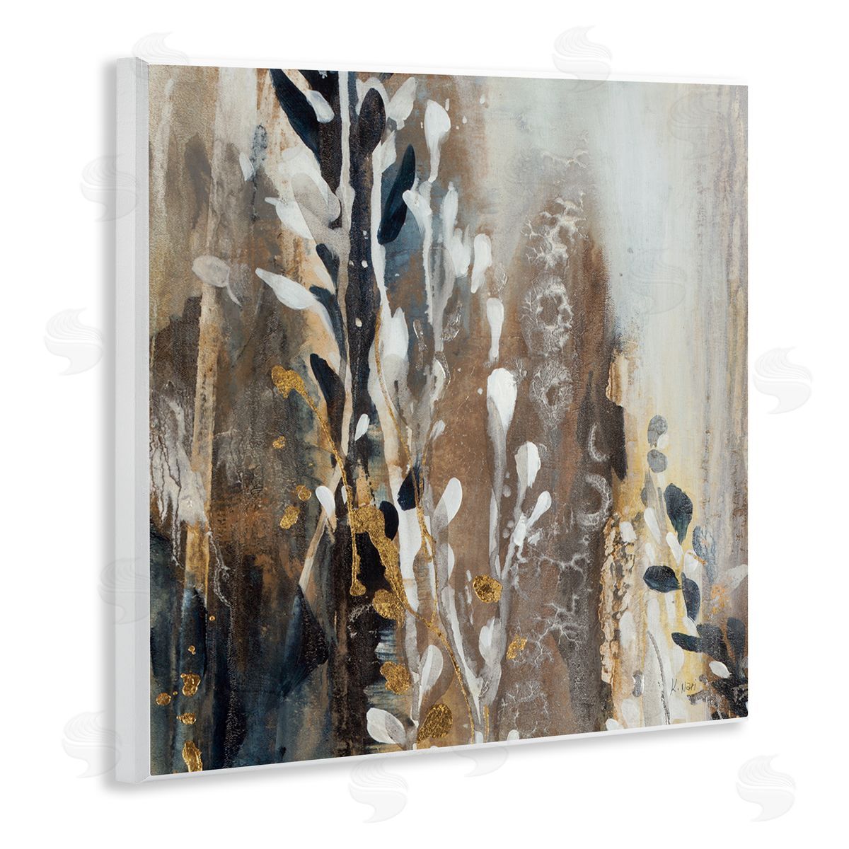 Abstract Cascading Plants Wood Plaque Wall Art, Home Decor by K. Nari