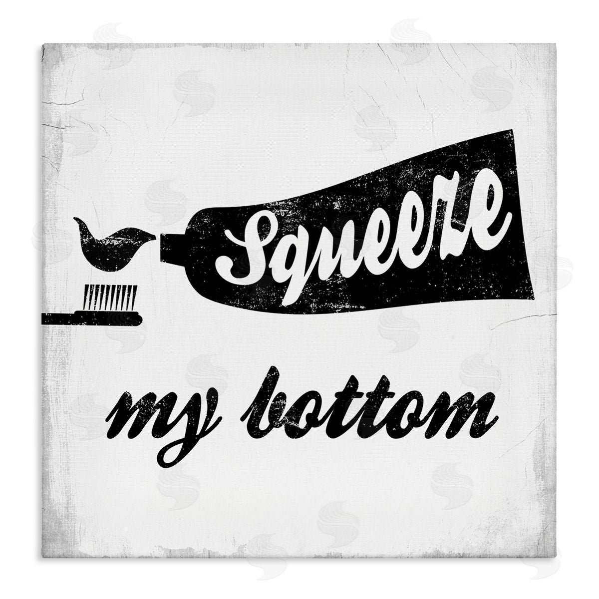 Stupell Studio Squeeze My Bottom Phrase Toothbrush Funny Dental Hygiene Stretched Canvas Wall Art Print