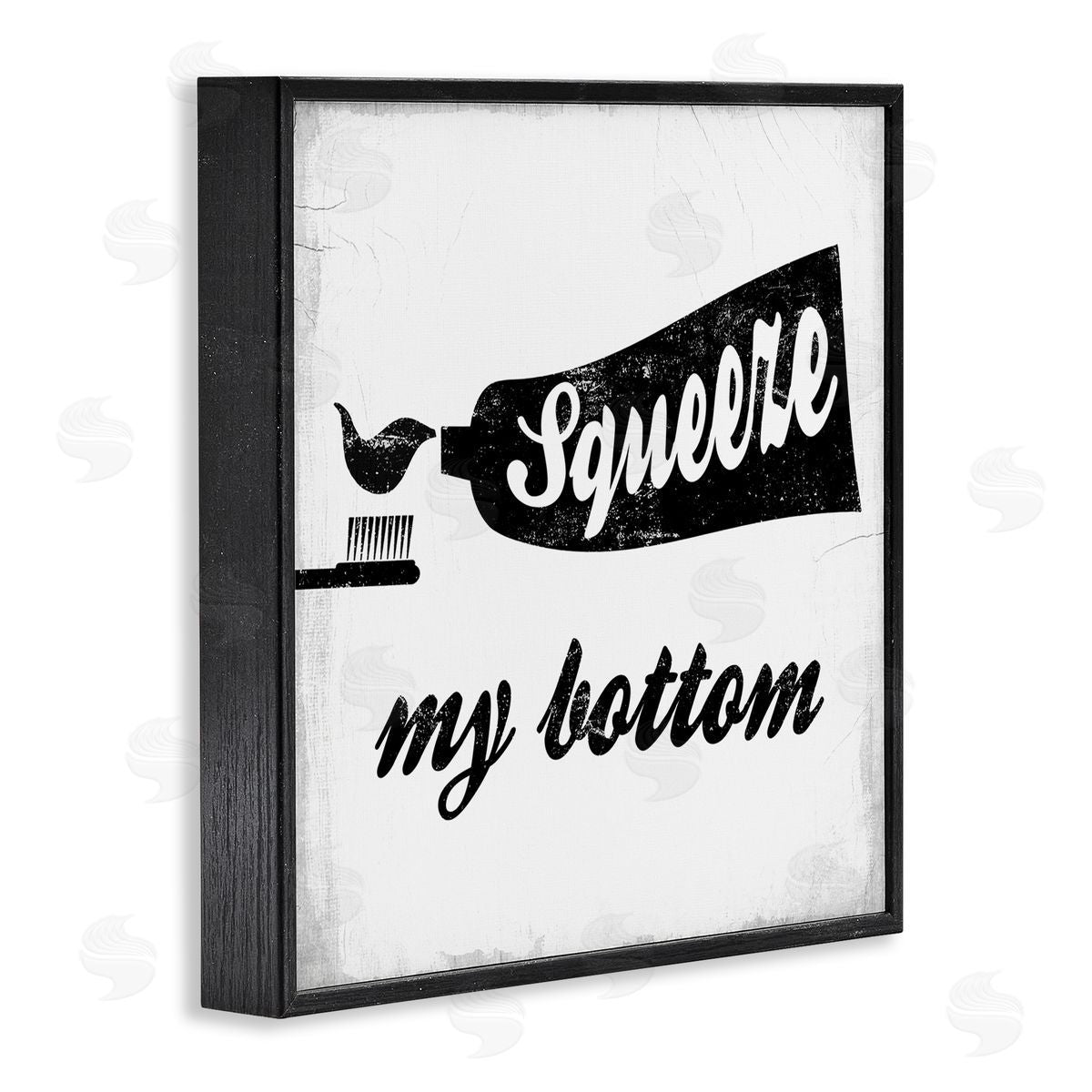 Stupell Studio Squeeze My Bottom Phrase Toothbrush Funny Dental Hygiene Black Framed Glicee Wall Art Print