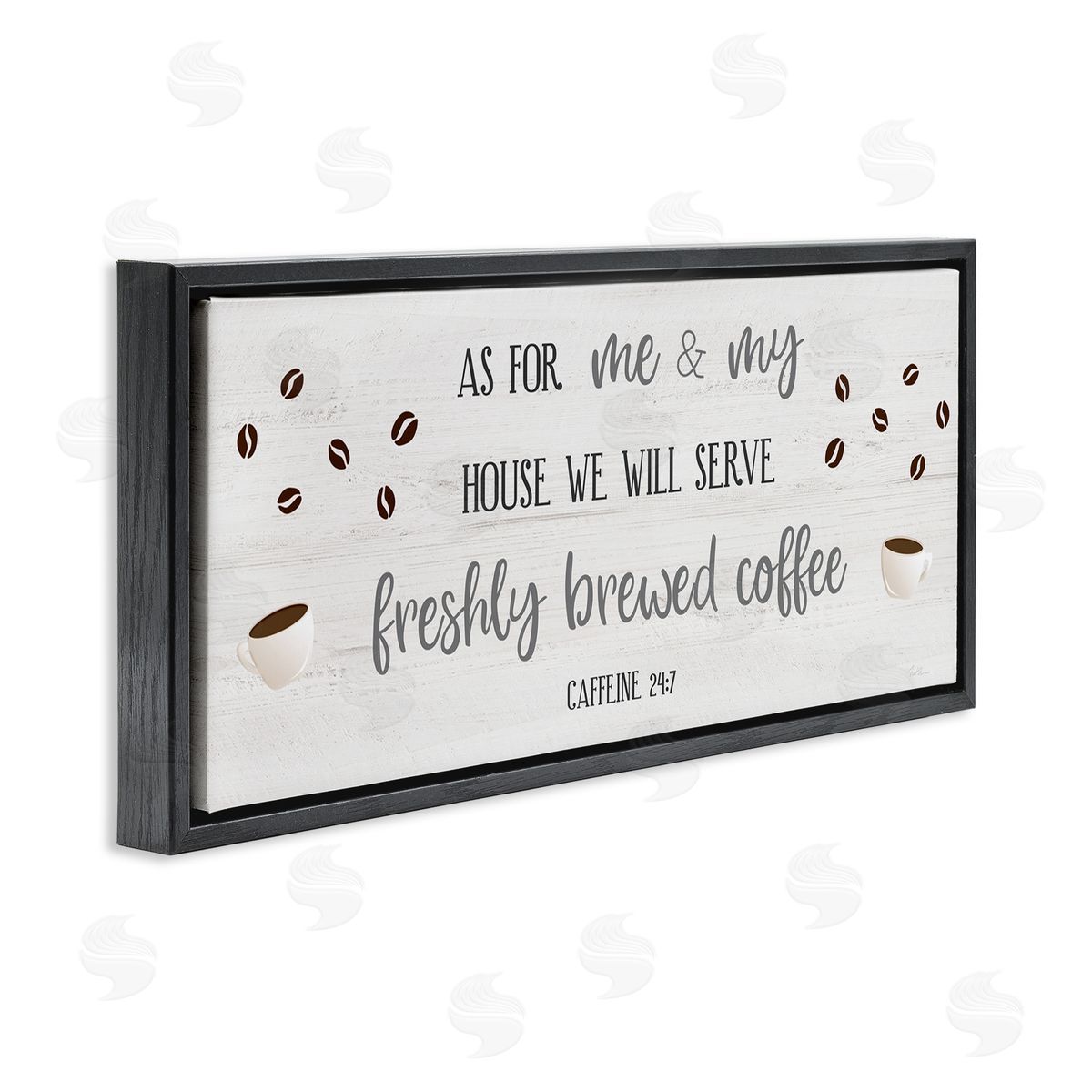 Fresh Coffee 24:7 Caffeine Proverbs Black Floating Frame Canvas Wall Art, Home Decor by Natalie Carpentieri