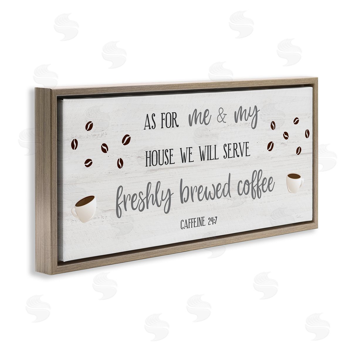 Fresh Coffee 24:7 Caffeine Proverbs Brown Floating Frame Canvas Wall Art, Home Decor by Natalie Carpentieri