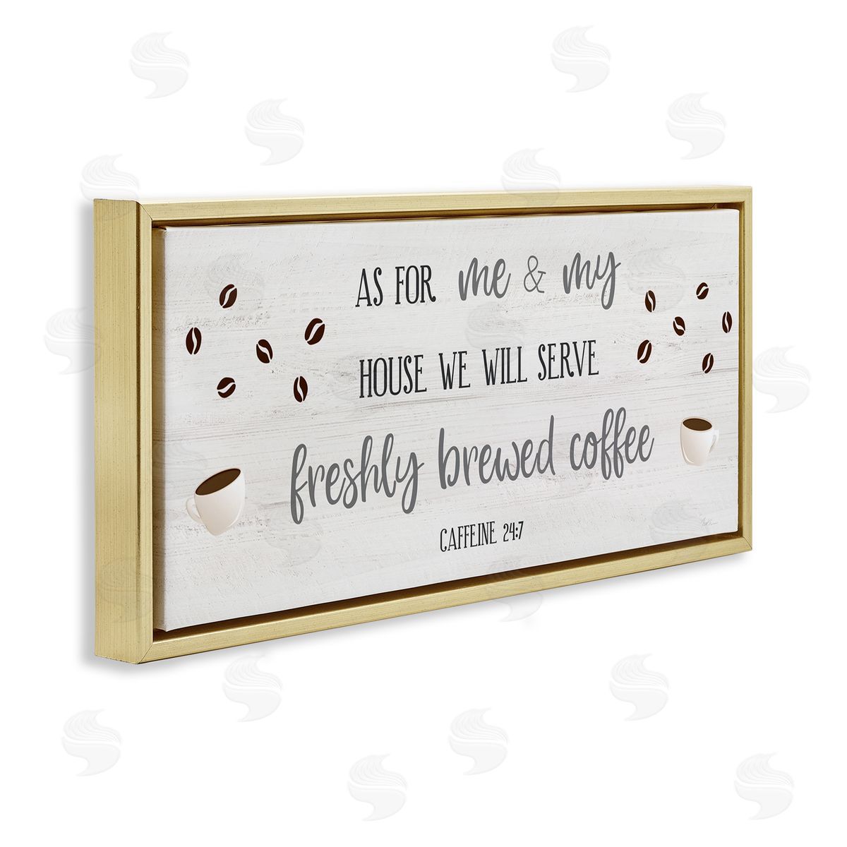 Fresh Coffee 24:7 Caffeine Proverbs Gold Floating Frame Canvas Wall Art, Home Decor by Natalie Carpentieri