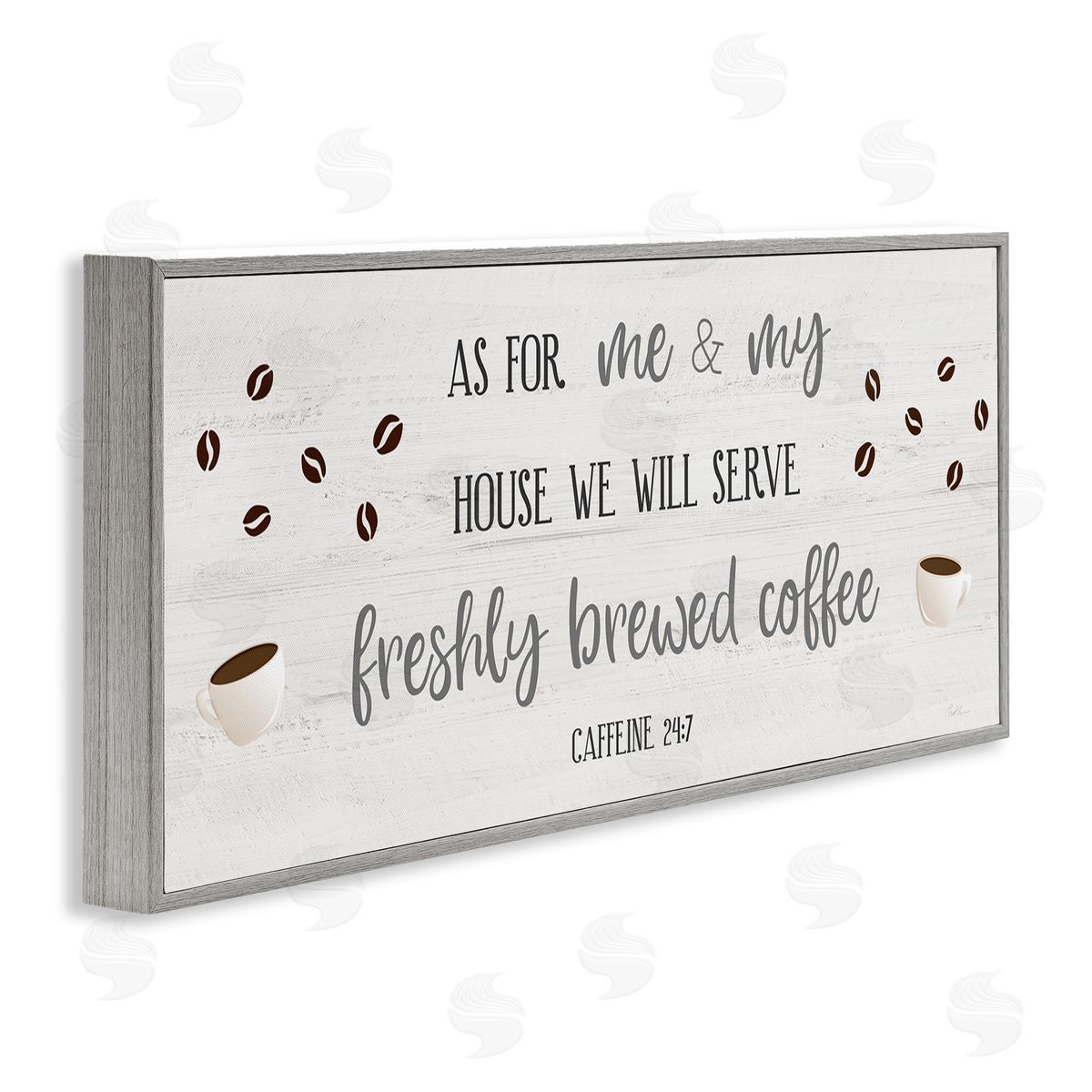 Fresh Coffee 24:7 Caffeine Proverbs Grey Frame Print Wall Art, Home Decor by Natalie Carpentieri