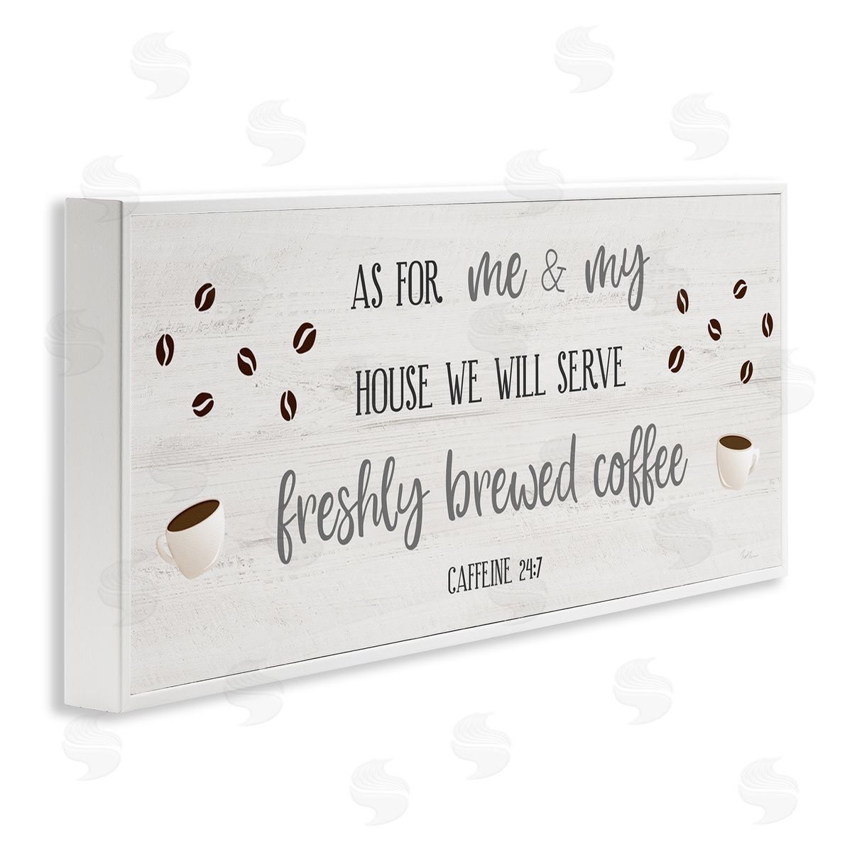 Fresh Coffee 24:7 Caffeine Proverbs White Frame Print Wall Art, Home Decor by Natalie Carpentieri