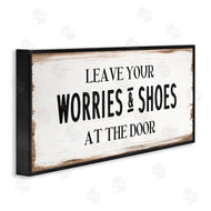 Stupell Studio | Worries & Shoes At Door Phrase