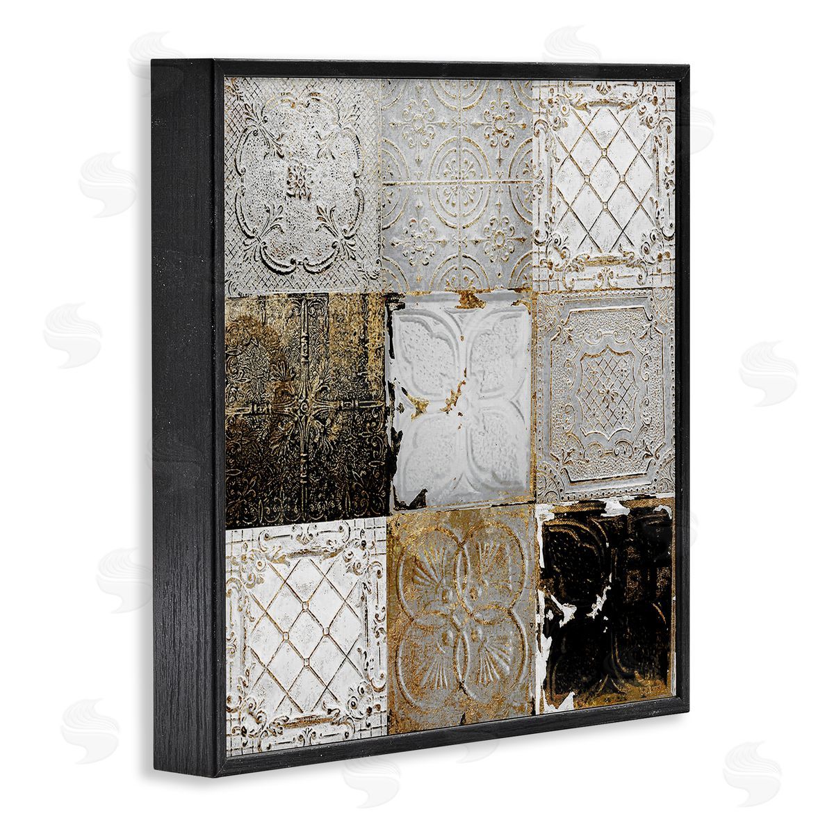 Antique Ceiling Tile Collage Black Frame Print Wall Art, Home Decor by Sophie 6