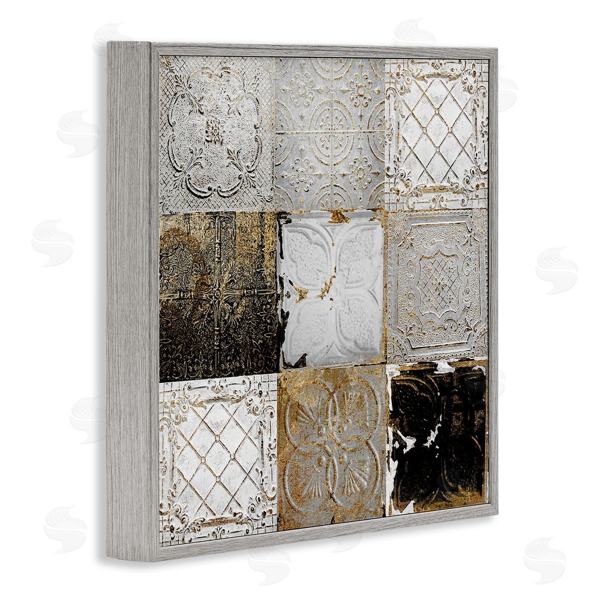 Antique Ceiling Tile Collage Grey Frame Print Wall Art, Home Decor by Sophie 6