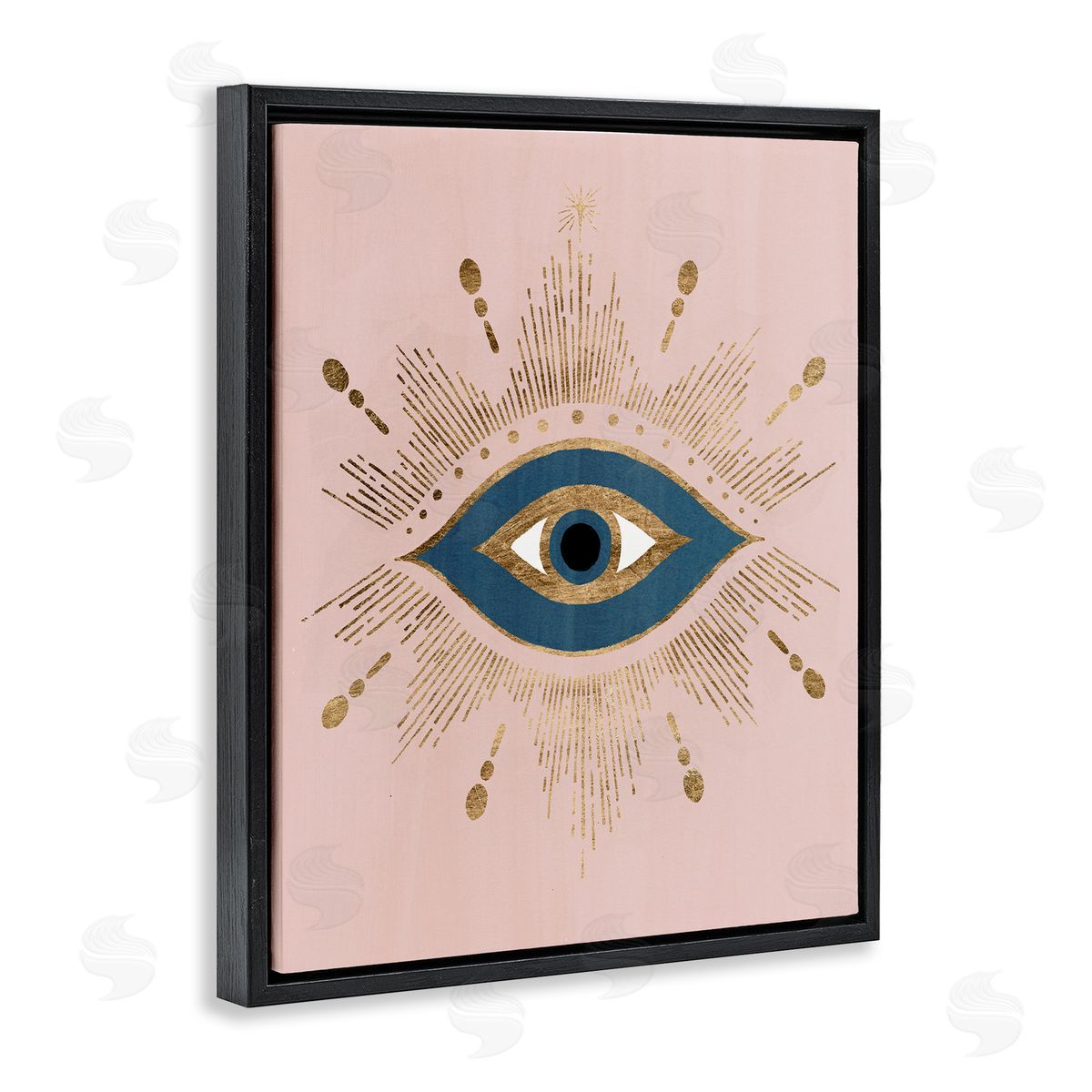 Evil Eye Glam Boho Pattern Black Floating Frame Canvas Wall Art, Home Decor by Grace Popp