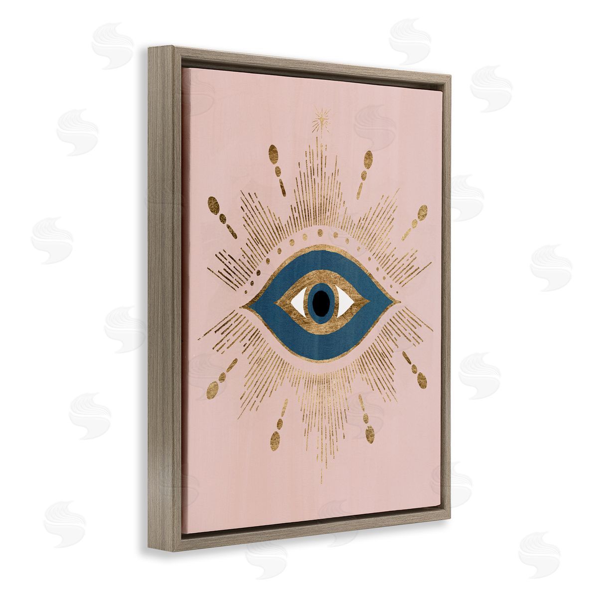 Evil Eye Glam Boho Pattern Brown Floating Frame Canvas Wall Art, Home Decor by Grace Popp