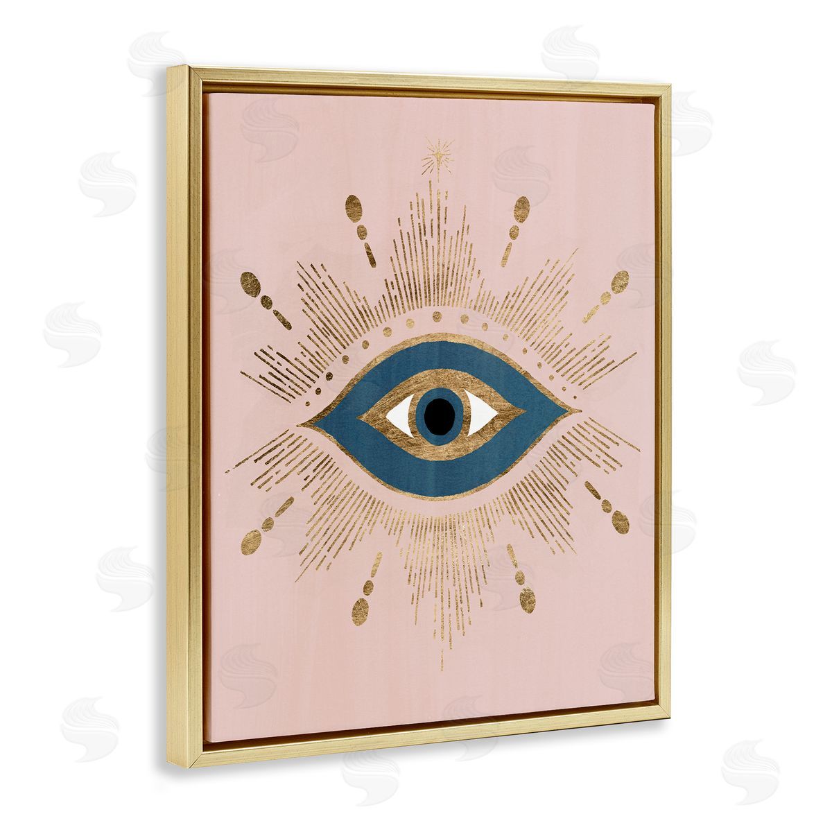 Evil Eye Glam Boho Pattern Gold Floating Frame Canvas Wall Art, Home Decor by Grace Popp