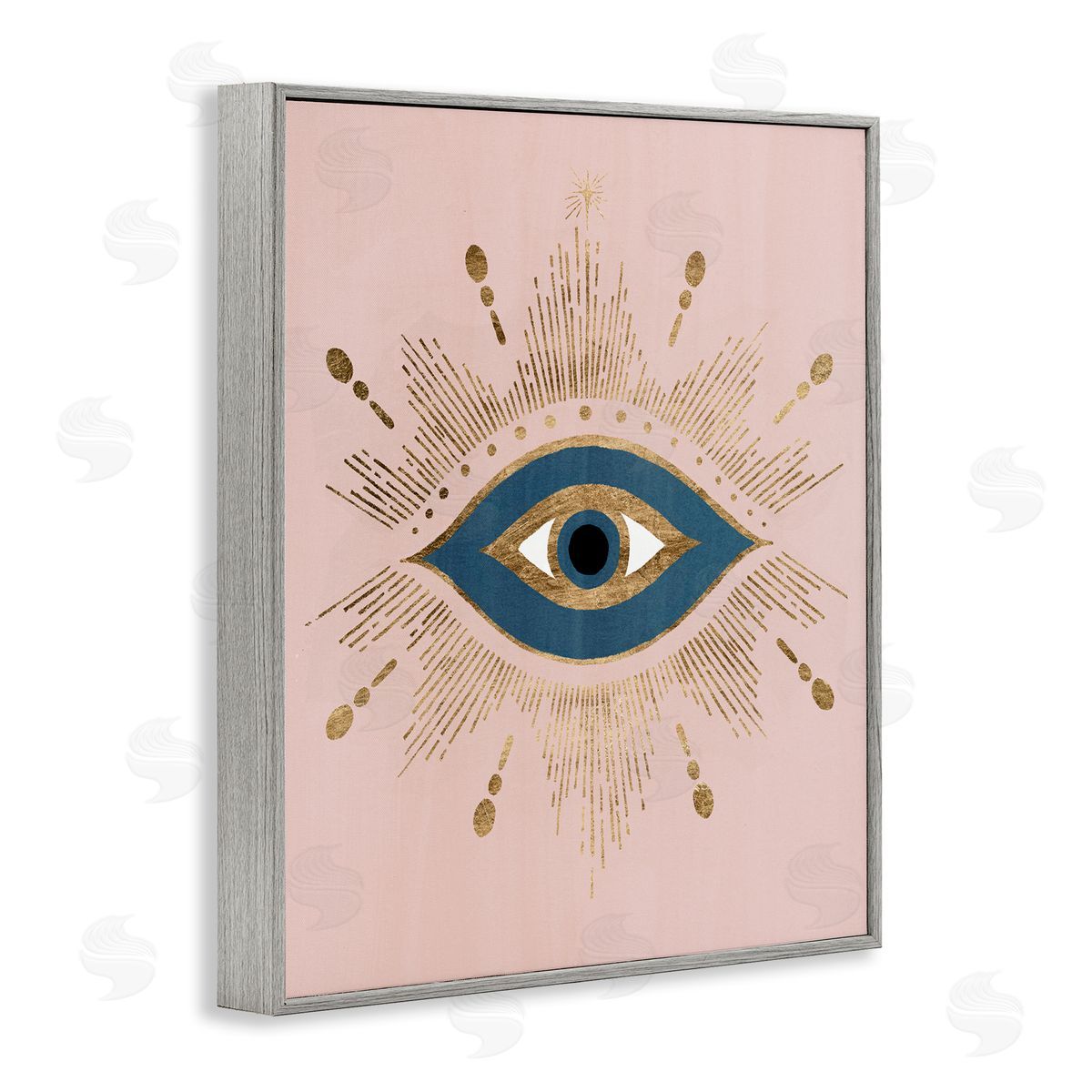 Evil Eye Glam Boho Pattern Grey Frame Print Wall Art, Home Decor by Grace Popp