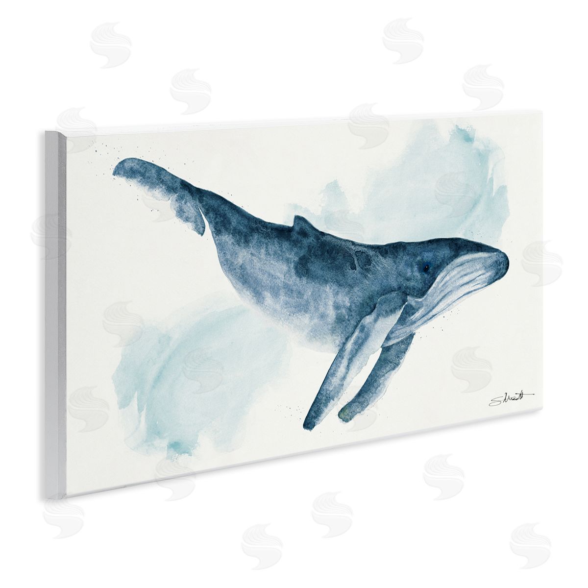 Nautical Humpback Whale Wood Plaque Wall Art, Home Decor by Stephanie Workman Marrott