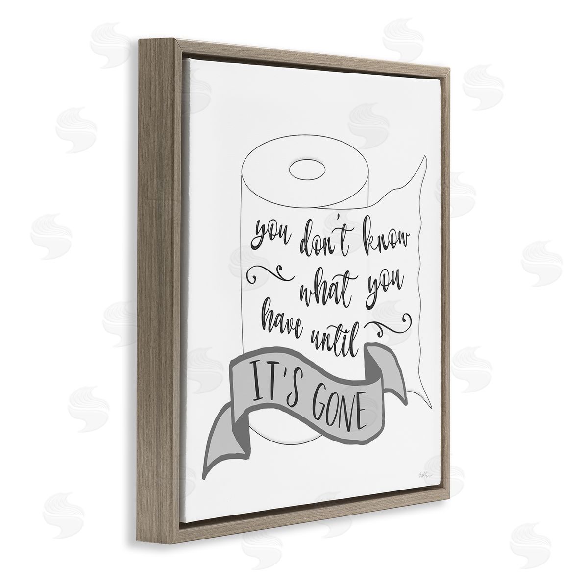 Natalie Carpentieri You Don't Know Until It's Gone Toilet Paper Brown Floating Frame Canvas Wall Art Print