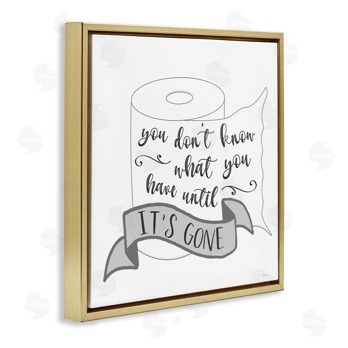 Natalie Carpentieri You Don't Know Until It's Gone Toilet Paper Gold Floating Frame Canvas Wall Art Print