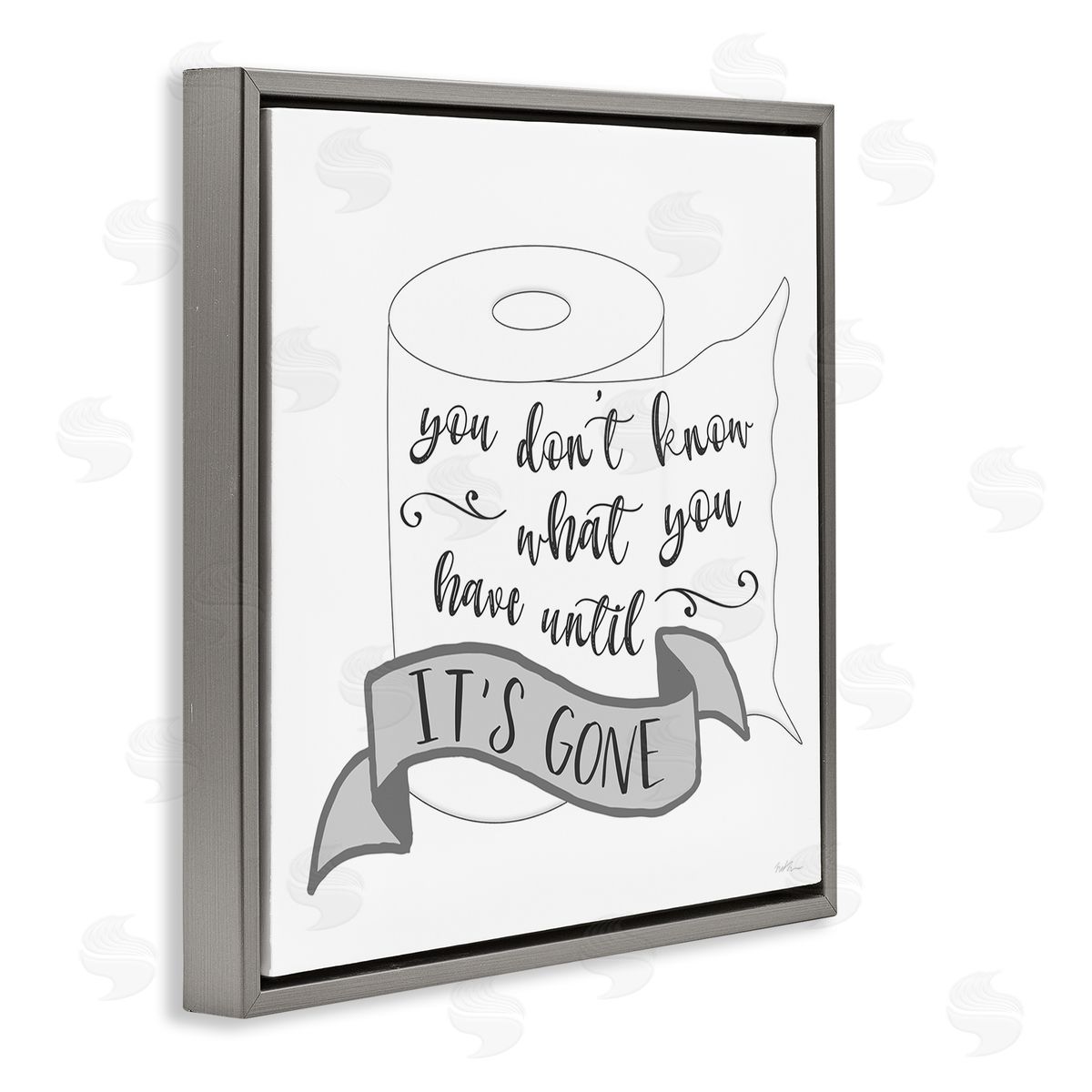 Natalie Carpentieri You Don't Know Until It's Gone Toilet Paper Gray Floating Frame Canvas Wall Art Print