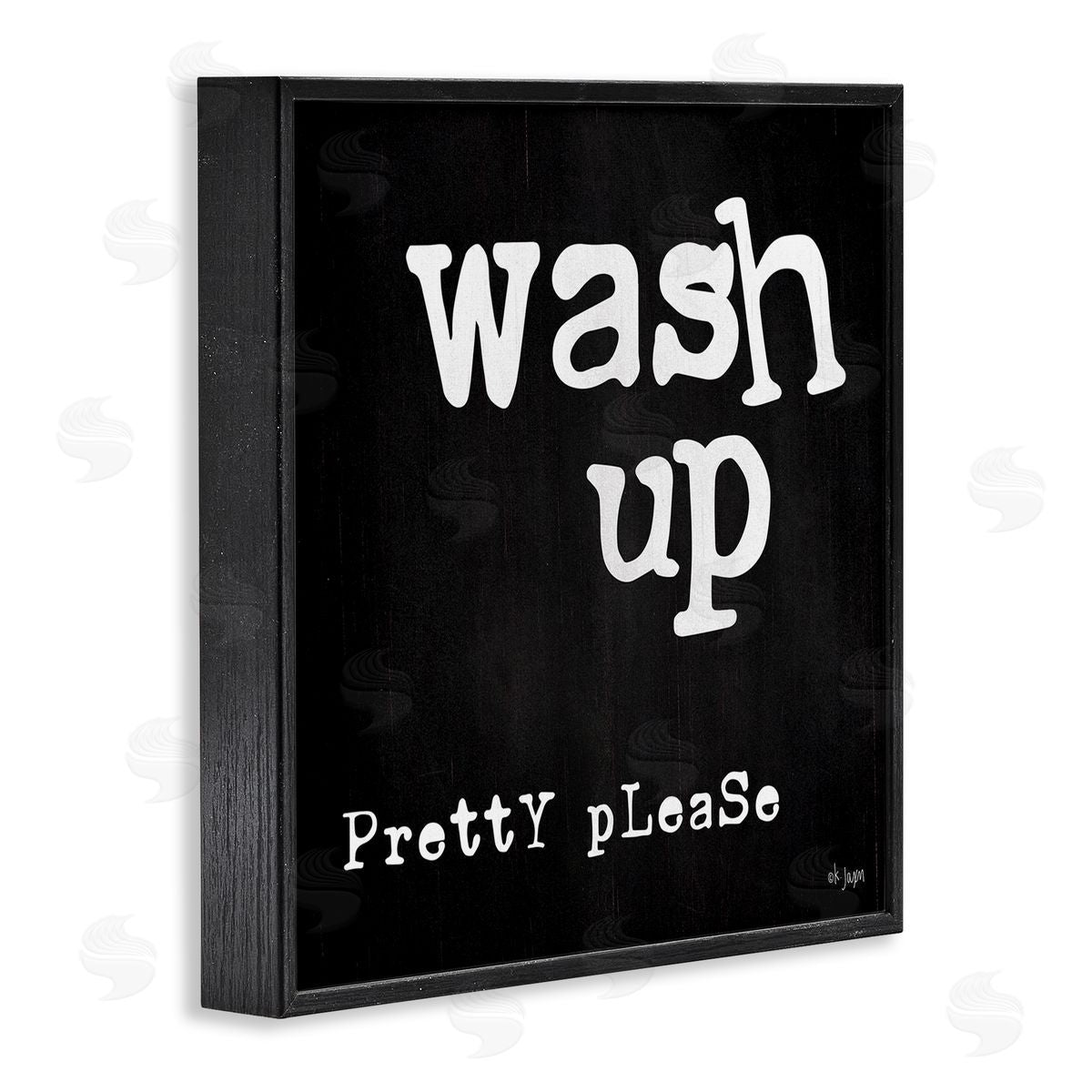 Jaxn Blvd. Wash Up Pretty Please Bathroom Sign Black White Black Framed Glicee Wall Art Print