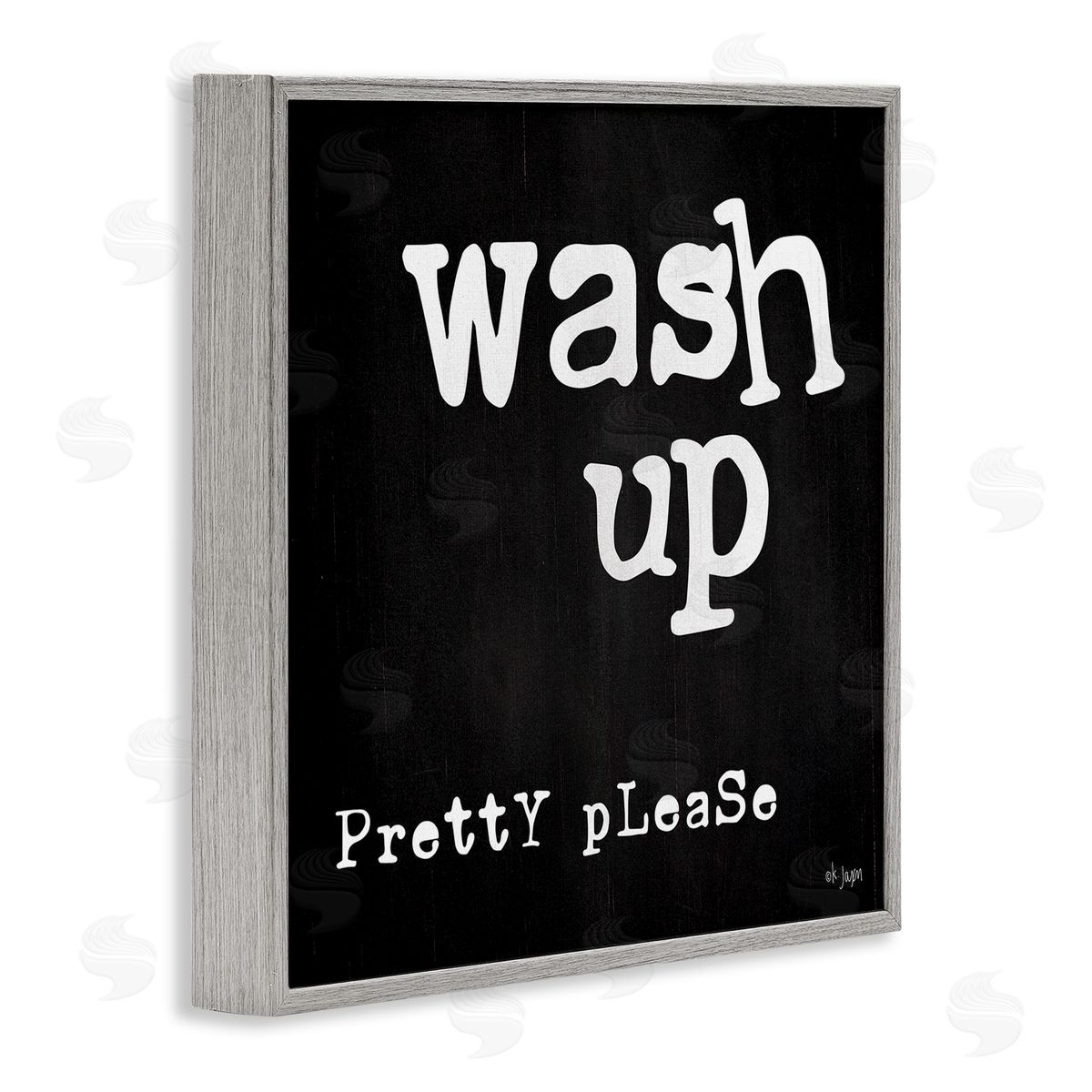 Jaxn Blvd. Wash Up Pretty Please Bathroom Sign Black White Gray Framed Glicee Wall Art Print