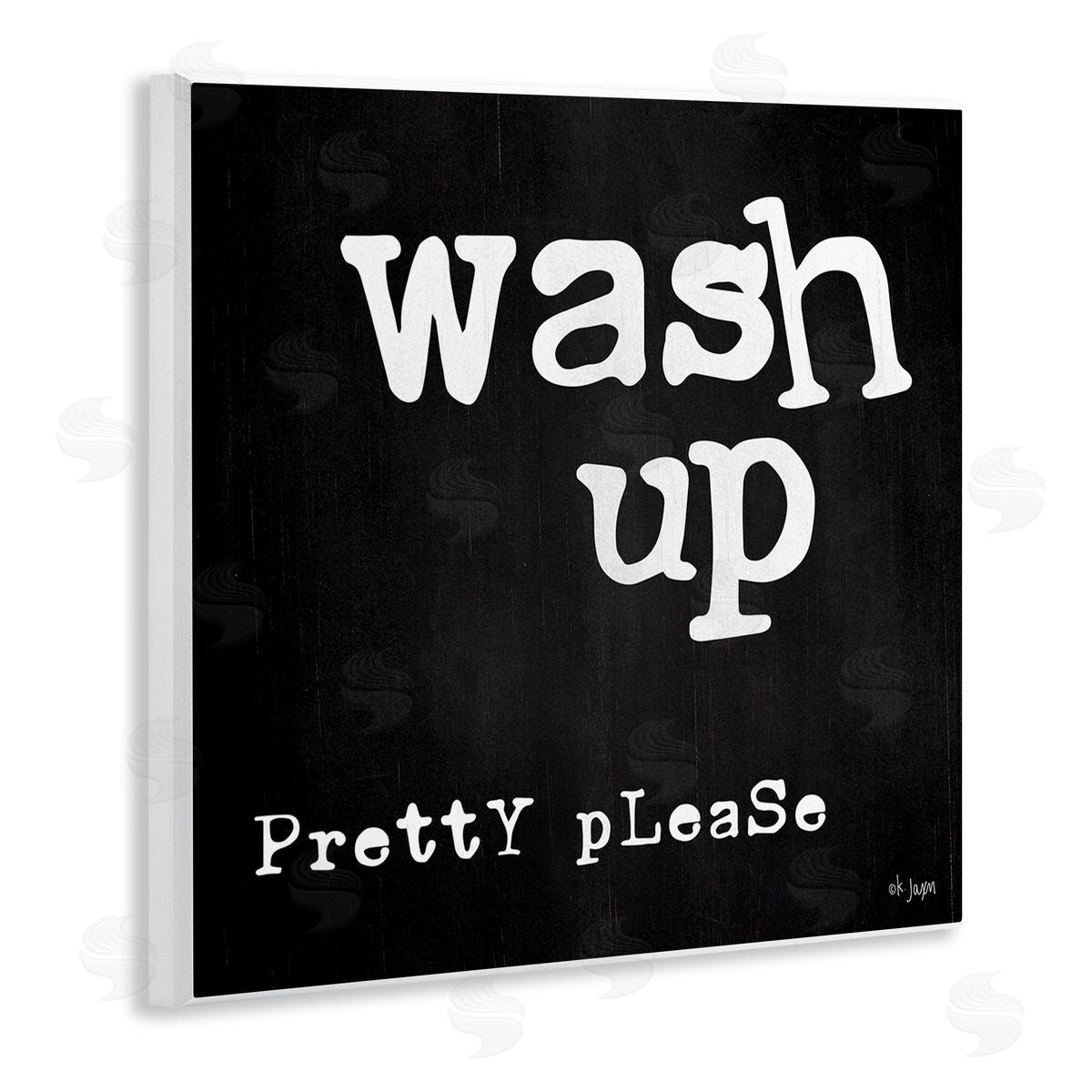 Jaxn Blvd. Wash Up Pretty Please Bathroom Sign Black White Wooden Wall Plaque Art Print