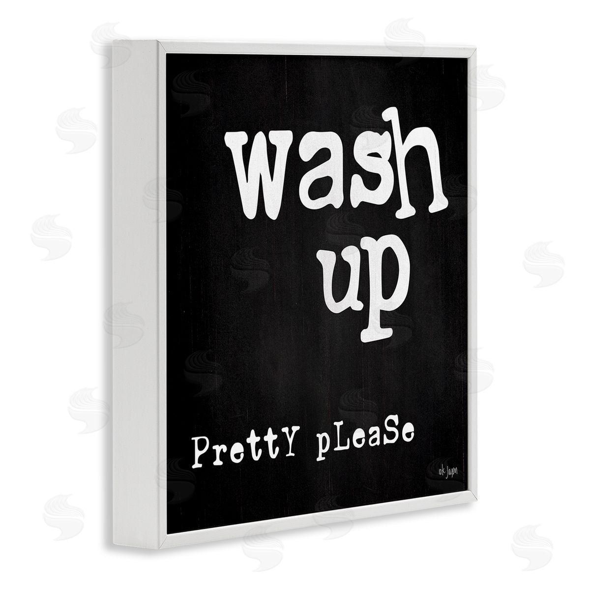 Jaxn Blvd. Wash Up Pretty Please Bathroom Sign Black White White Framed Glicee Wall Art Print