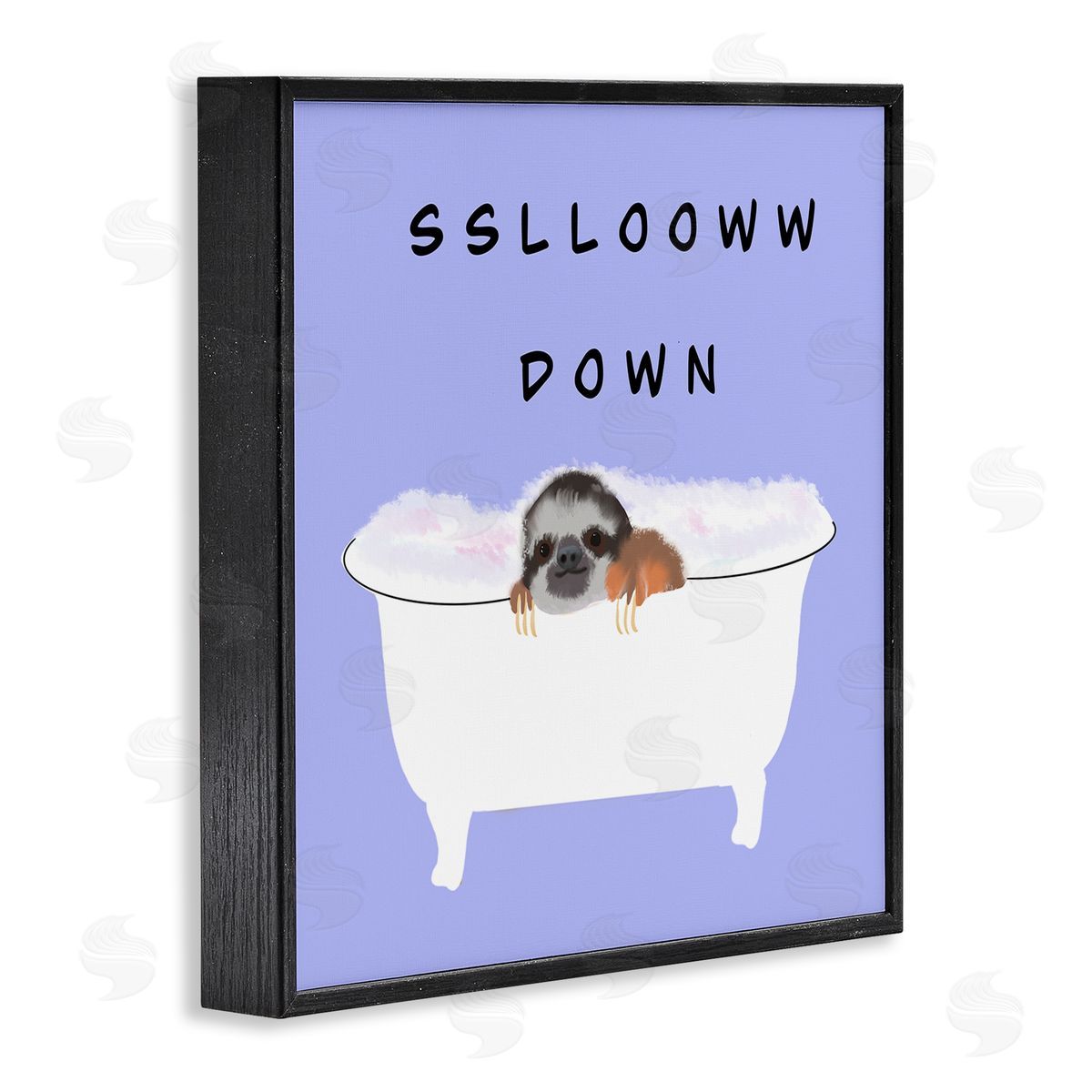 Ashley Singleton Slow Down Baby Sloth Bubble Bath Lavender Purple Black Framed Glicee Wall Art Print