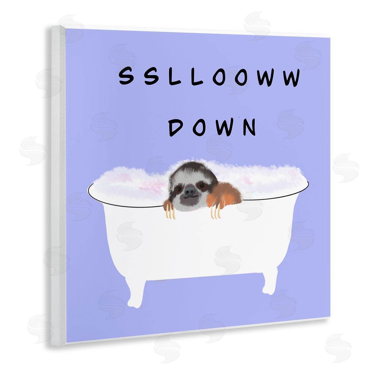 Ashley Singleton Slow Down Baby Sloth Bubble Bath Lavender Purple Wooden Wall Plaque Art Print