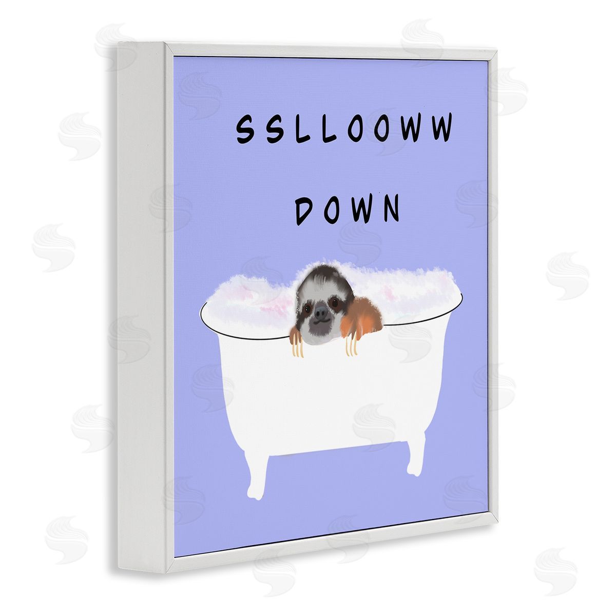 Ashley Singleton Slow Down Baby Sloth Bubble Bath Lavender Purple White Framed Glicee Wall Art Print
