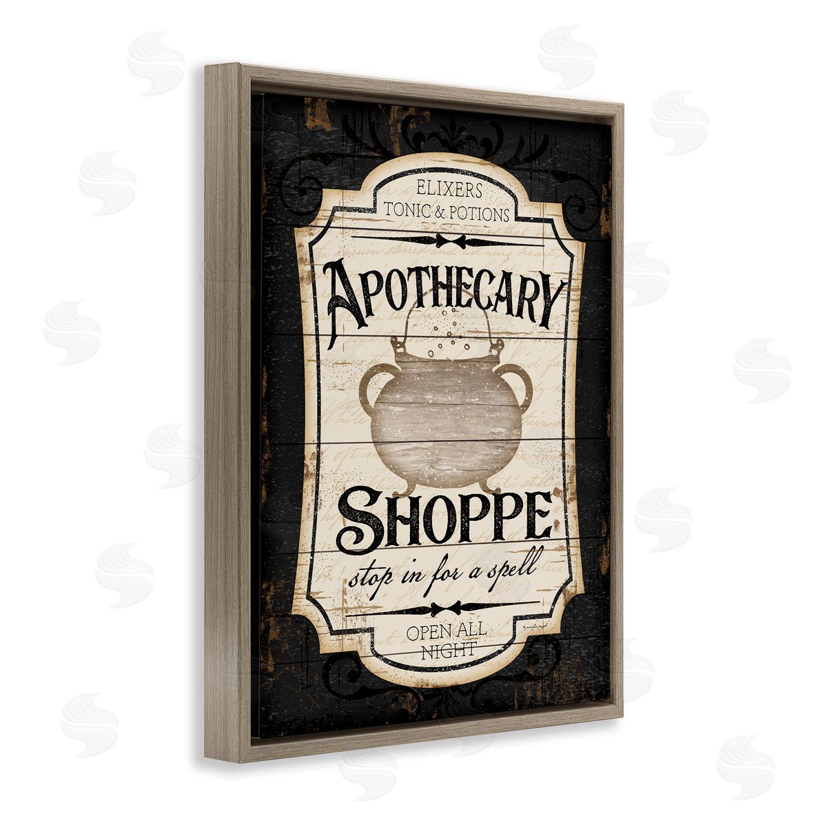 Apothecary Shoppe Spooky Sign Brown Floating Frame Canvas Wall Art, Home Decor by Jennifer Pugh