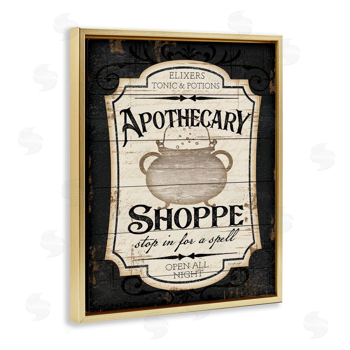 Apothecary Shoppe Spooky Sign Gold Floating Frame Canvas Wall Art, Home Decor by Jennifer Pugh