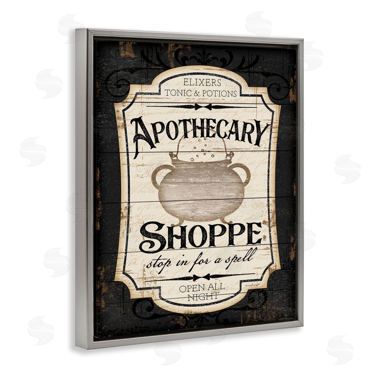 Apothecary Shoppe Spooky Sign Grey Floating Frame Canvas Wall Art, Home Decor by Jennifer Pugh