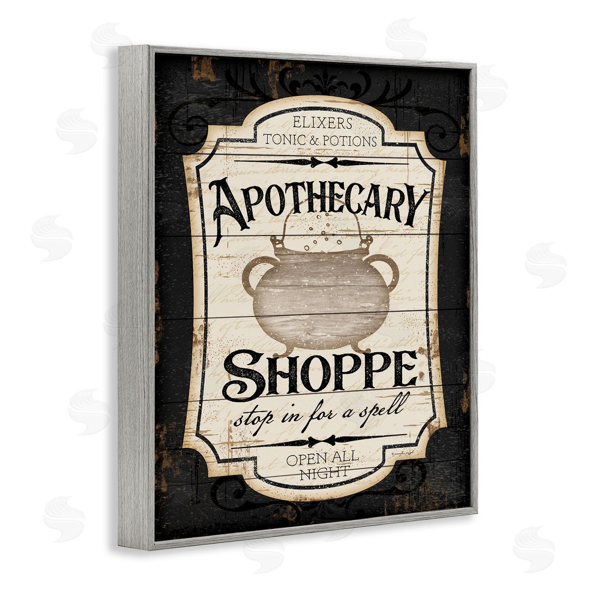 Apothecary Shoppe Spooky Sign Grey Frame Print Wall Art, Home Decor by Jennifer Pugh