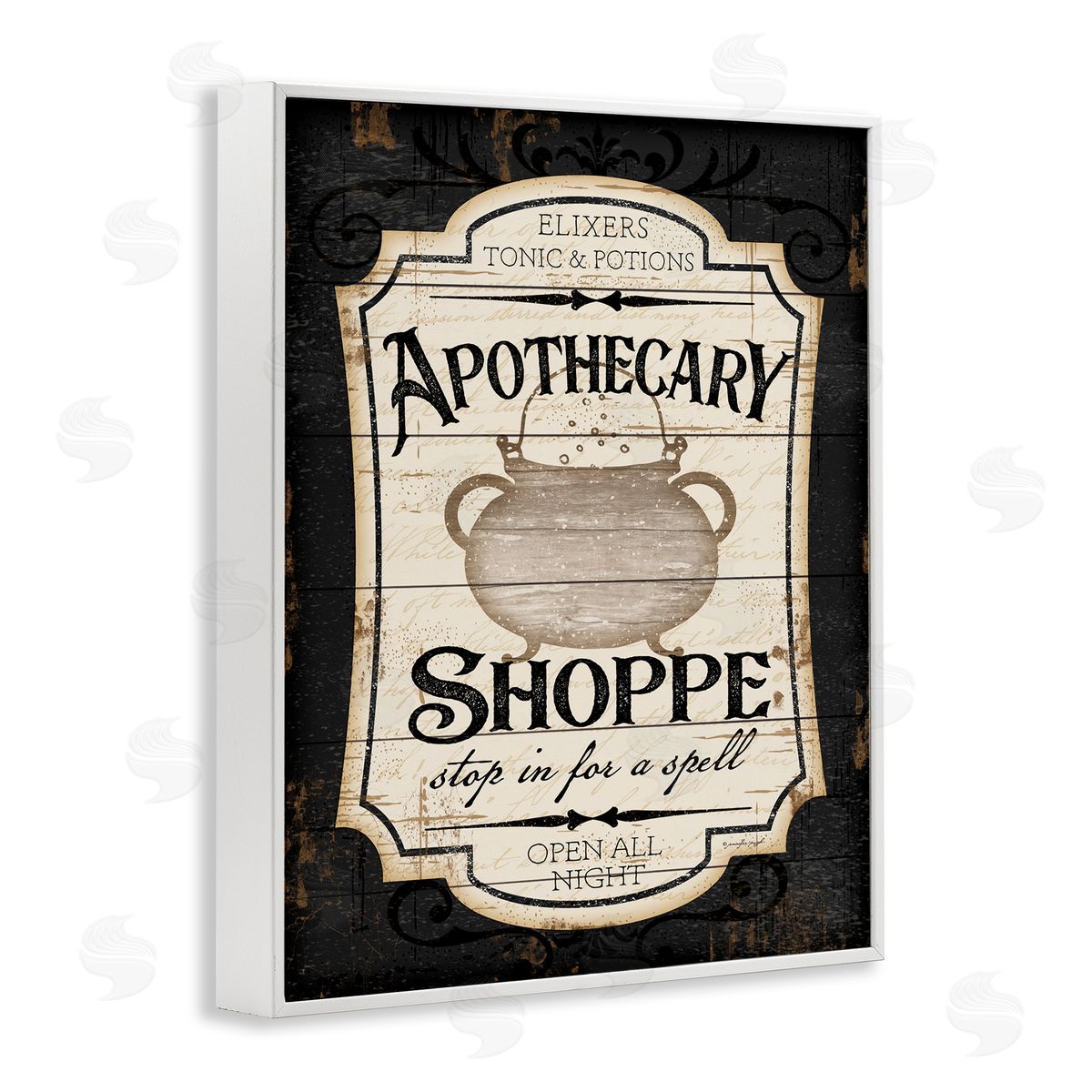 Apothecary Shoppe Spooky Sign White Frame Print Wall Art, Home Decor by Jennifer Pugh