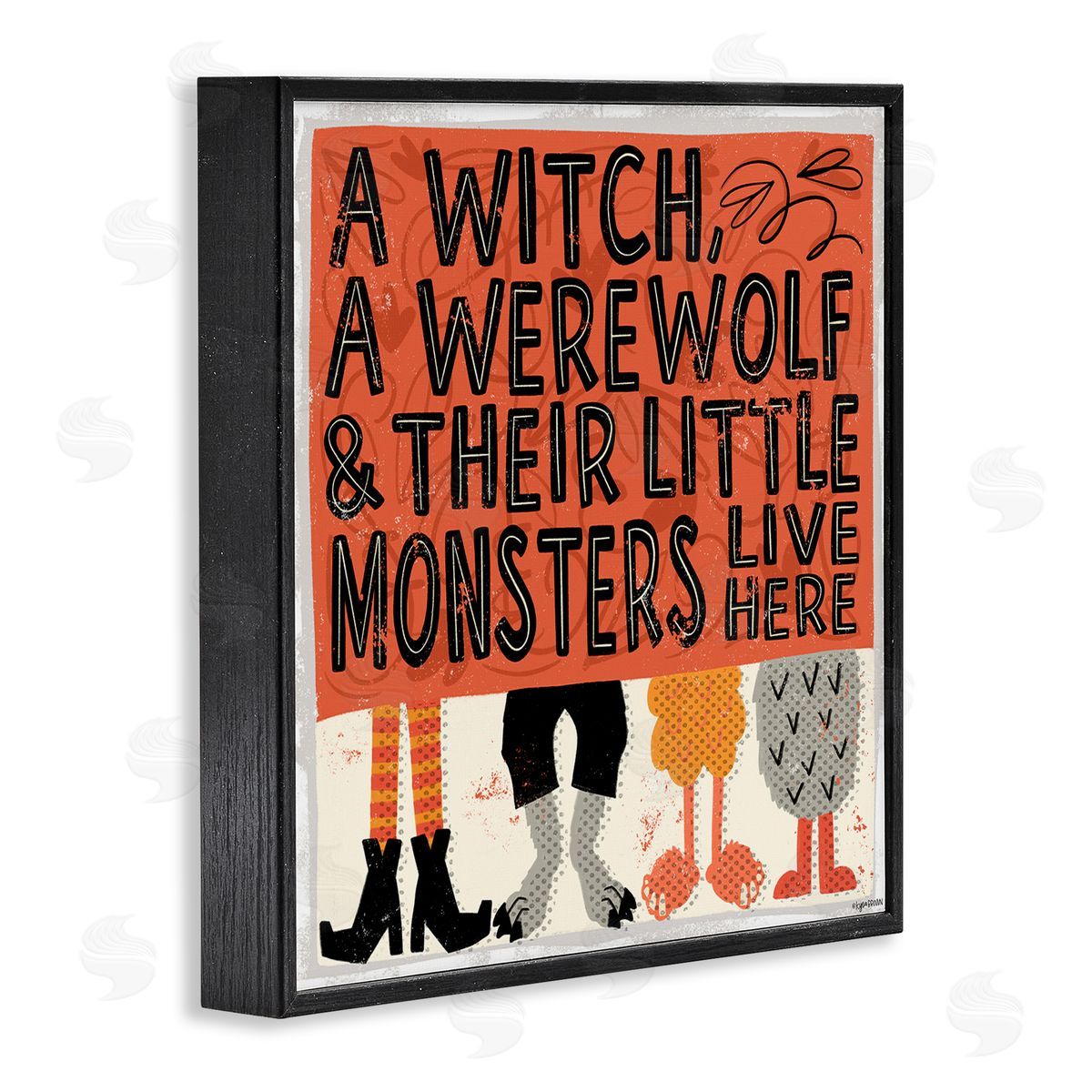 Lady Louise Designs Witch Werewolf Little Monsters Live Here Halloween Family Black Framed Glicee Wall Art Print